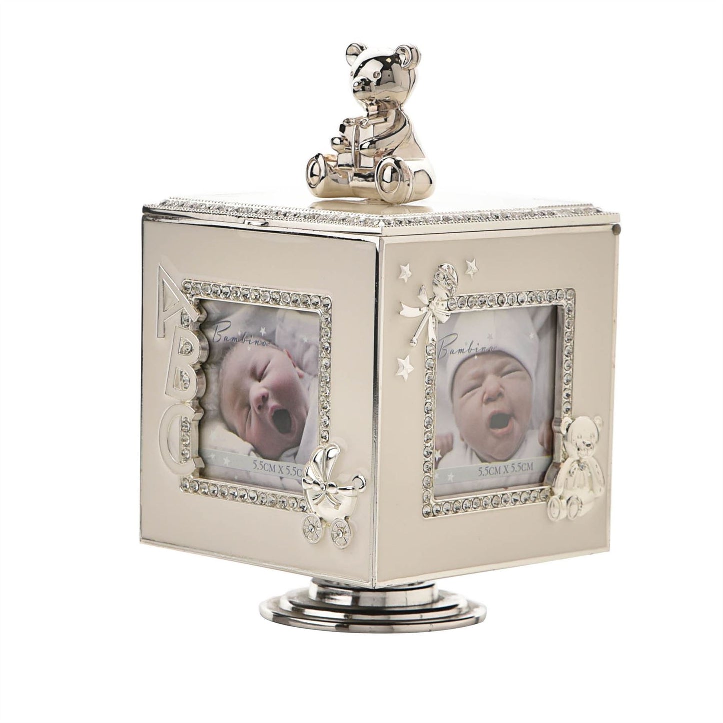 Bambino Baby Silver Plated Rotating Photo Frame Music Box