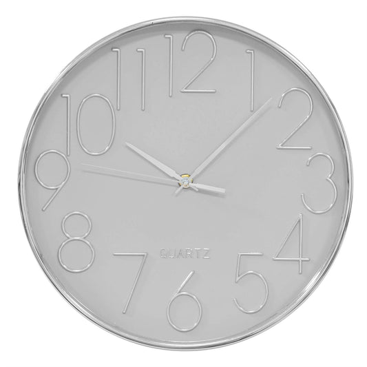 Hometime Wall Clock Raised Numbers Grey & Silver 30cm