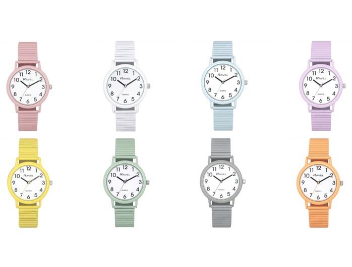 Ravel Unisex Large Size Pastel Coloured Expander Bracelet Watch Available Multiple Colour