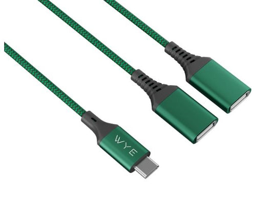 WYE USB-C Male to 2 USB-A Female splitter cable 0.3m