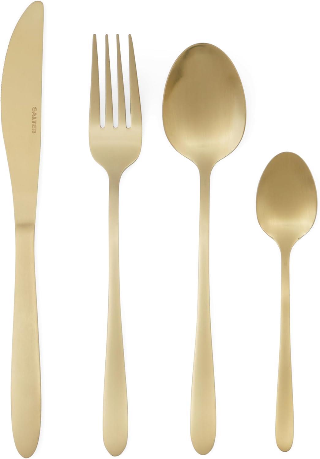 Salter Chiltern 16 piece Stainless Steel Gold Cutlery Set