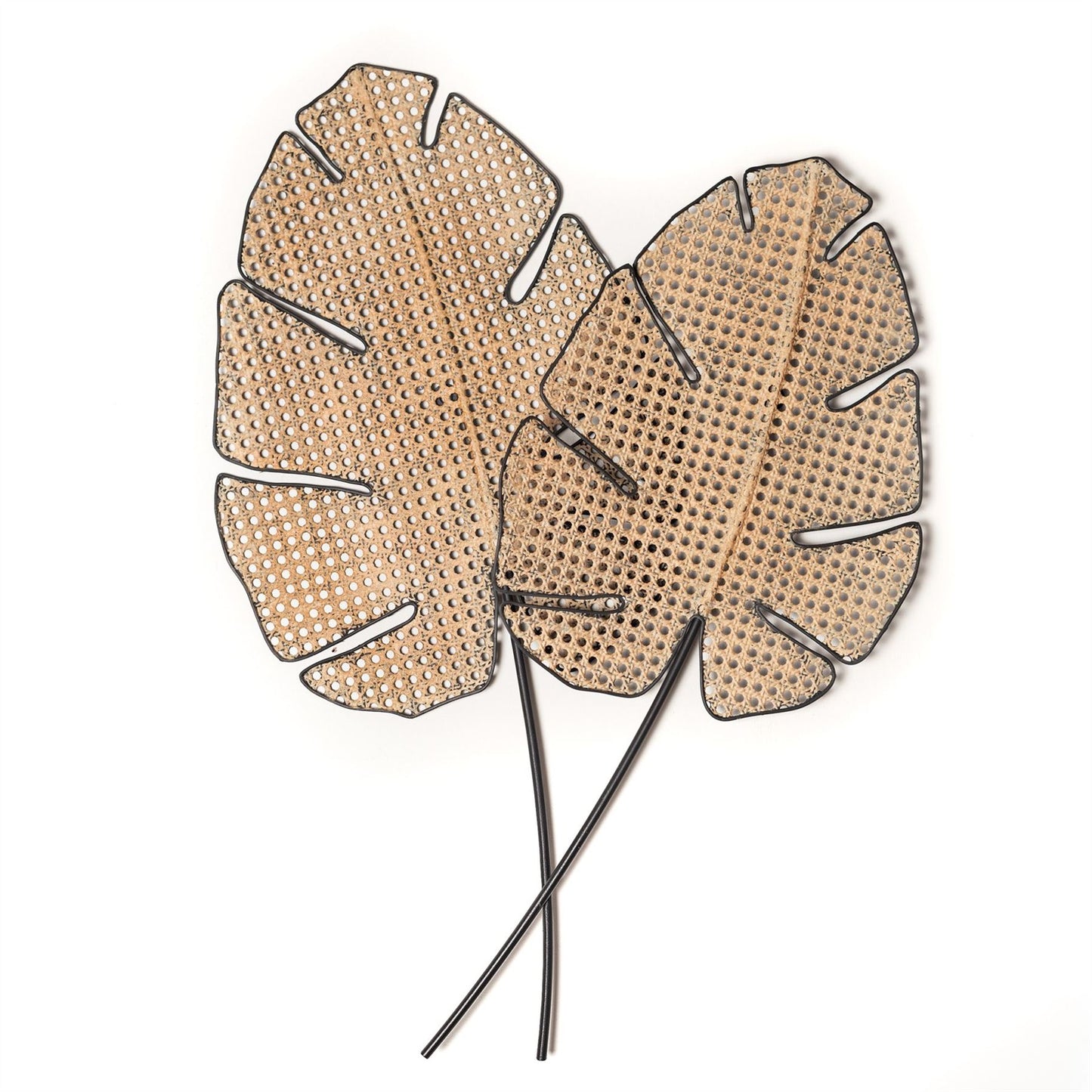 Hestia Rattan Effect Leaf Metal Wall Art 83cm x 57cm