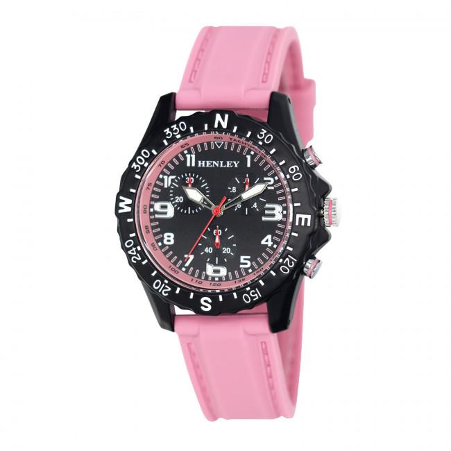 Henley Ladies Round Matt black sports dial Silicone Strap Watch H06182 Available Multiple Colour