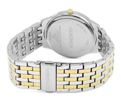 Sekonda Classic Basic Mens White Dial Two Tone Stainless Steel Bracelet Watch 3449