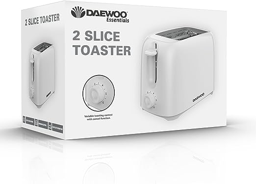 Daewoo 2 Slice Compact Toaster White- SDA2453