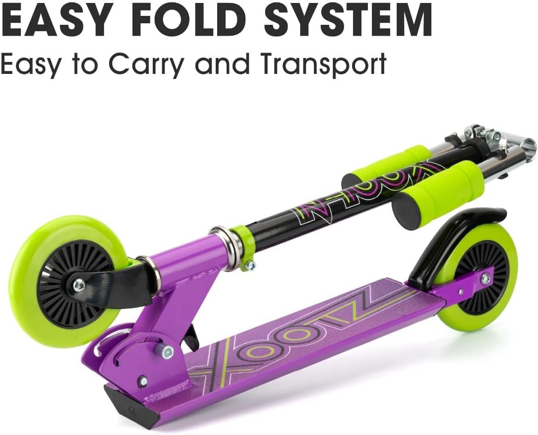 Xootz Kids' Folding Kick Scooter with Adjustable Handlebars - Purple