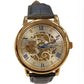 NY London Mens Automatic Dial Analogue Gold/Black Leather Strap Watch