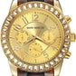 Mark Maddox Ladies Fashion Chronograph Day / Date Gold Plated Bling Dial Brown Bracelet watch  - CLEARANCE NEEDS RE-BATTERY