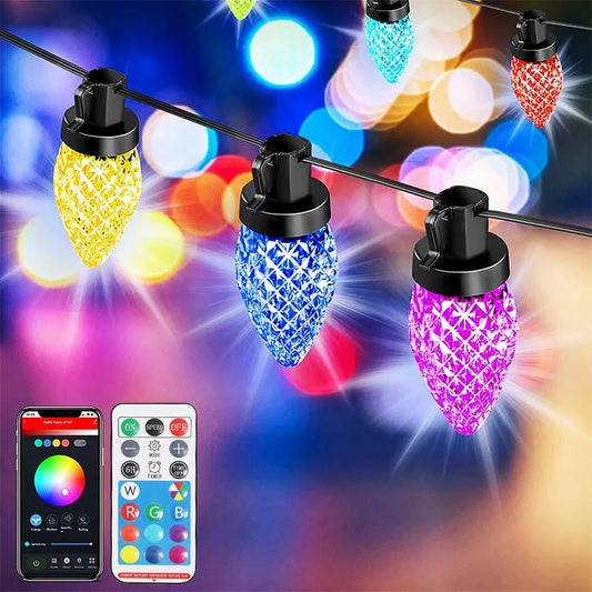 ExtraStar Solar Smart RGBIC String Light with 15 Candle Bulbs 6M cablewith Remote Control