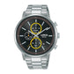 Lorus Mens Urban Chronograph Dated Black Dial Stainless Steel Bracelet Watch RM395GX9