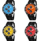 Henley Mens Multi Eye Polished Silver Sports Dial Black Silicone Watch H02229 Available Multiple Colour