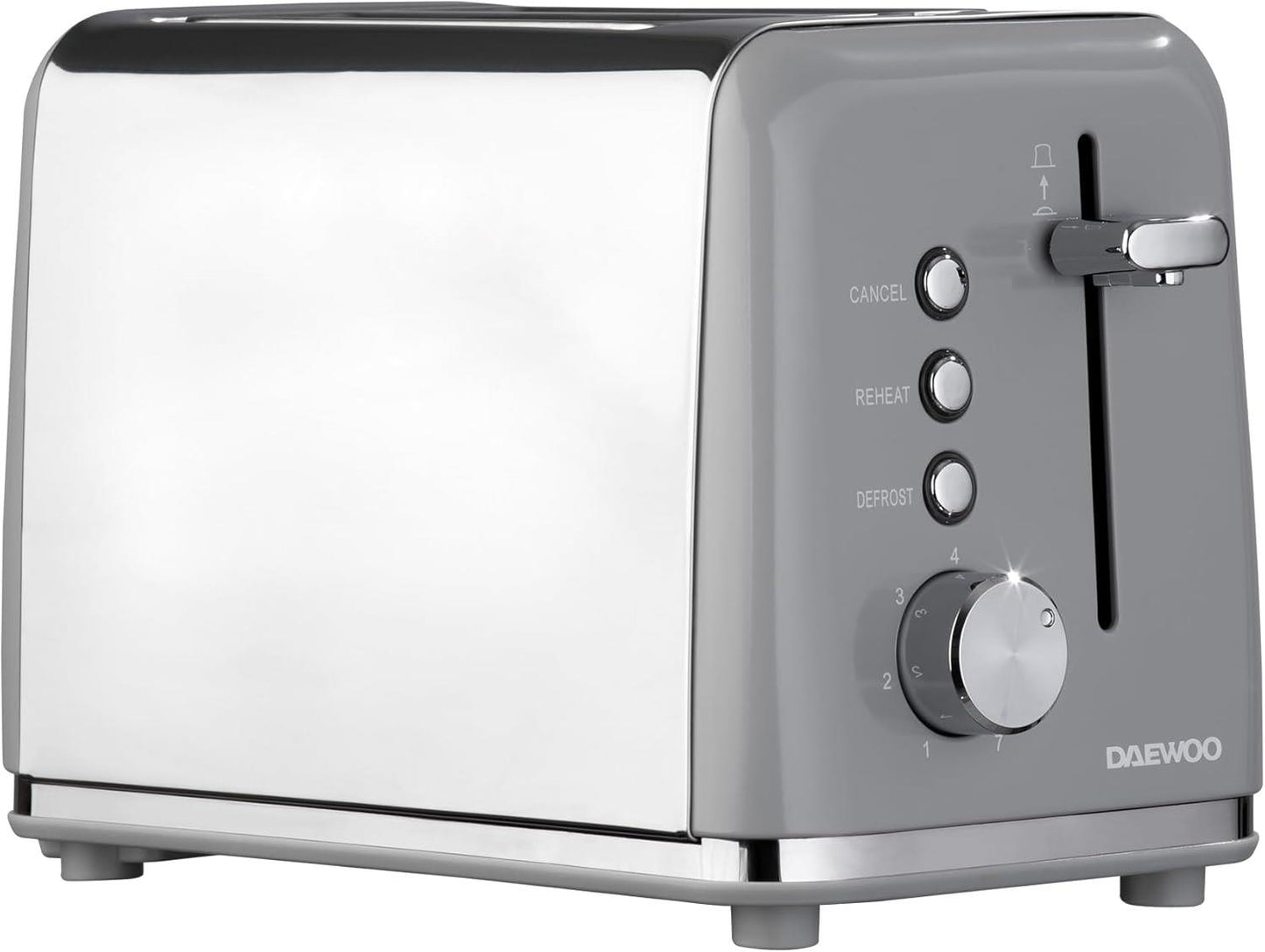 Daewoo Kensington 2 Slice Stainless Steel Toaster Grey