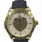 NY London Mens Automatic Dial Analogue Gold/White with Black Leather Strap Watch