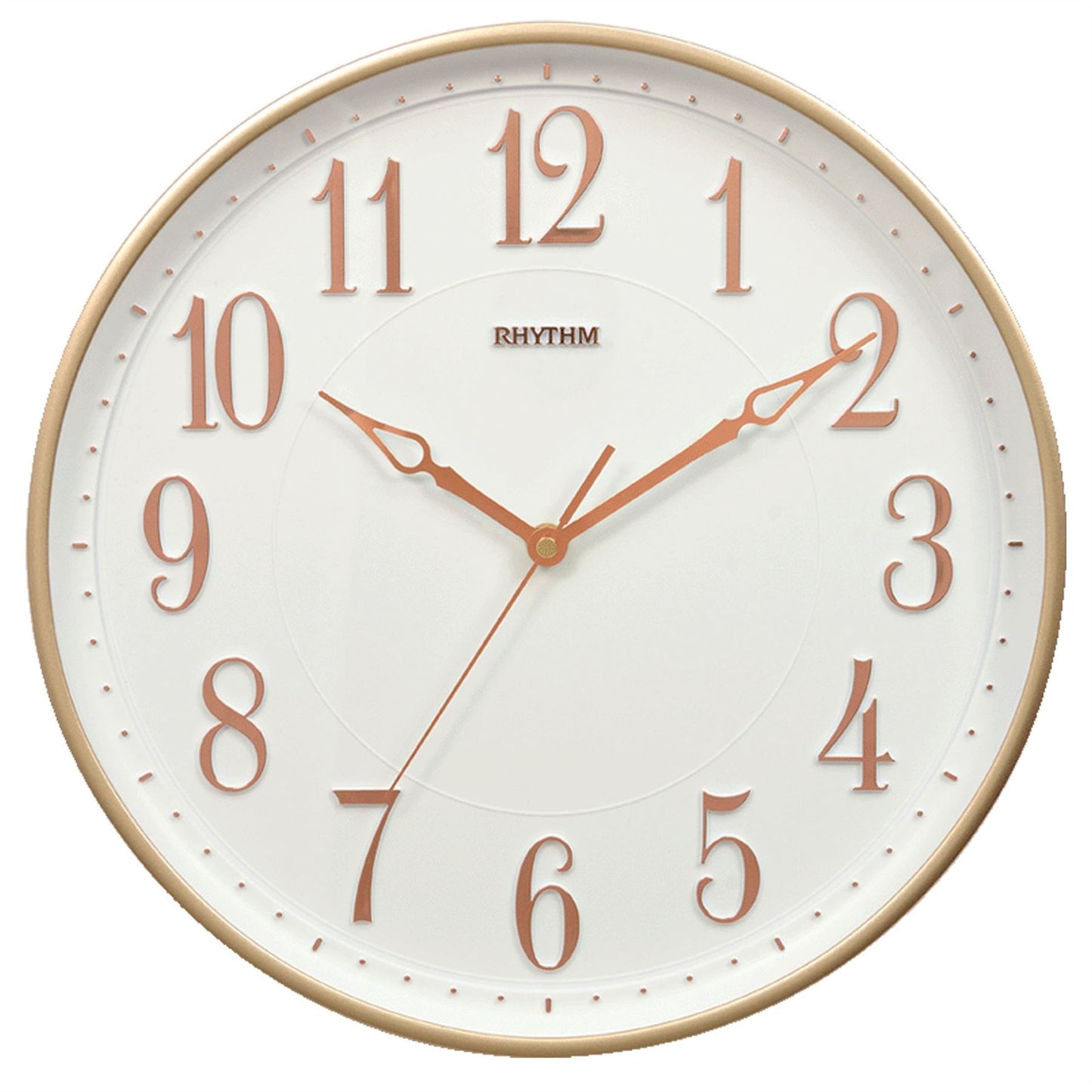 Rhythm Round Wall Clock 3D Arabic Dial Gold