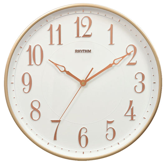 Rhythm Round Wall Clock 3D Arabic Dial Gold