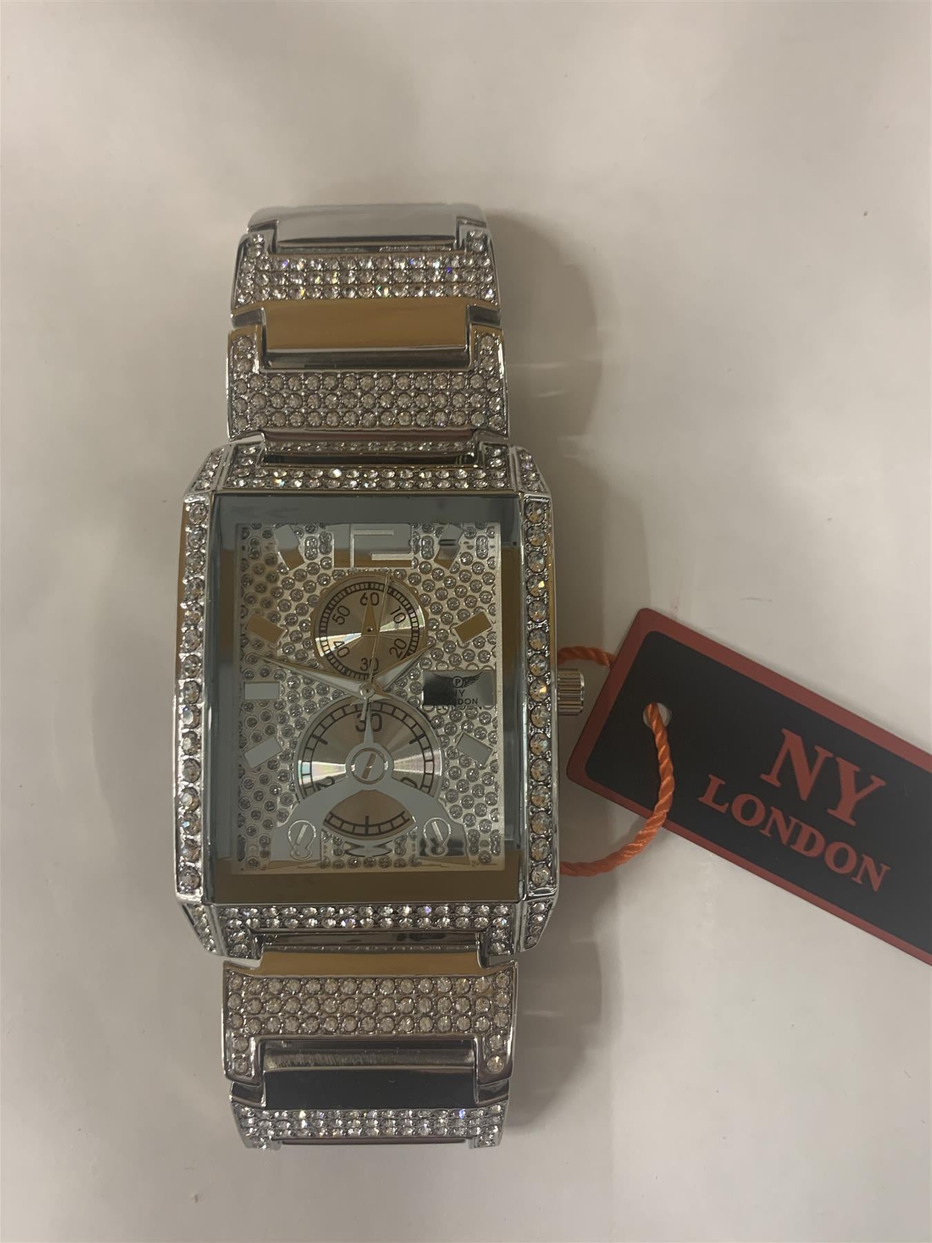 PI-7277 NY LONDON GENTS BLING WATCH ASSORTED COLOURS