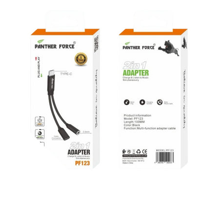 Panther Force 2 in 1 Adapter - Fast Charging & Data Transfer | USB C to 3.5mm & USB C
