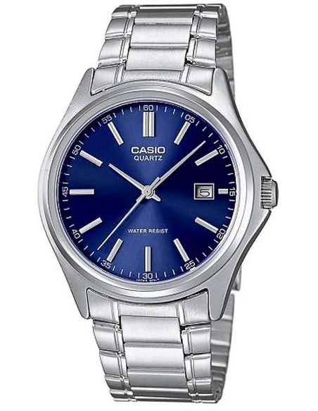 Casio Mens Blue Dial Stainless Steel Day-Date Watch