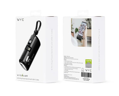 WYE 8 - Pin Plug Power Bank 5K with USB - C Cable