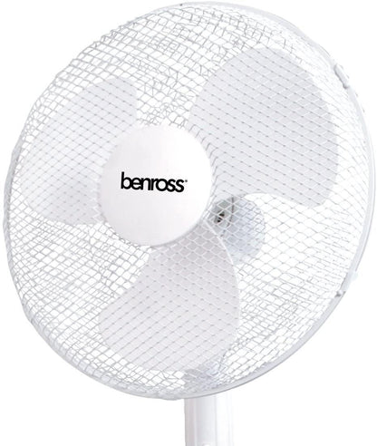 Benross 16 inch 3-Speed Pedestal Stand Fan Oscillating and Tilting Head White- 43930
