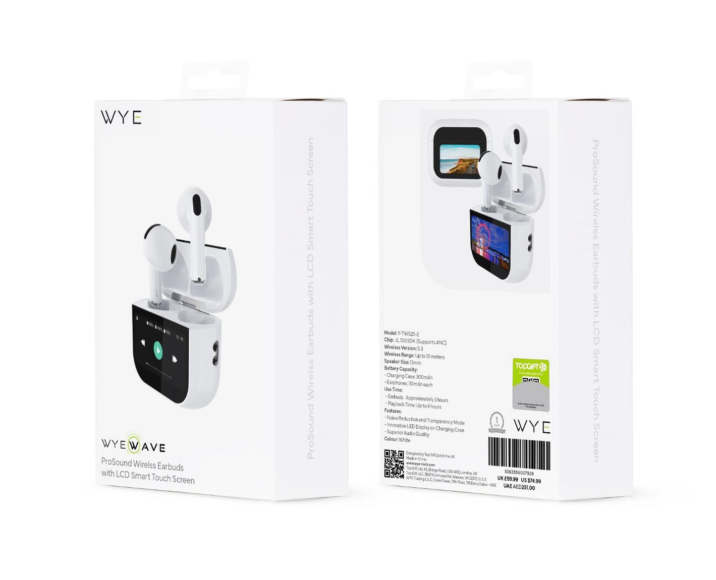 Wyewave ProSound Wireless Earbuds with LCD Touch Scree