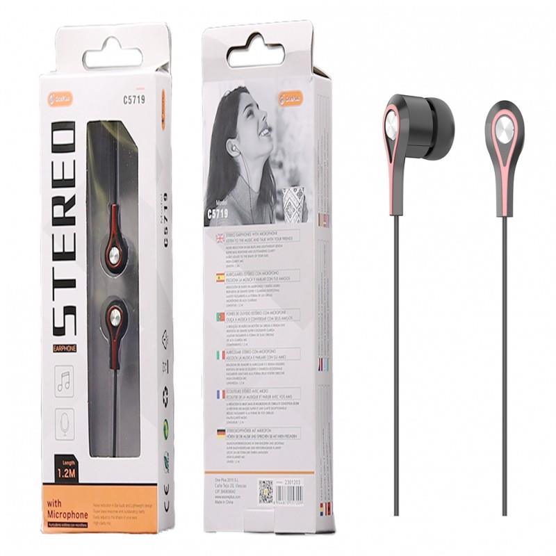 C5719 Tear Drop Earphone Deox, with Multifunction Button, 1.2M, Red