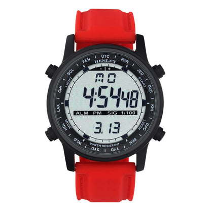 Henley Mens Fashion Digital Black Dial Rubber Strap sports Watch HDG038 Available Multiple Colour