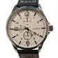 Clasico Mens Sports Water Resistant Dated White Dial Black Leatherr Strap Watch