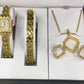 Paul Salatini Ladies Bling White Dial Gold Barcelet, Necklace, Earring with Watch Gift Sets 8085-WH-G