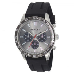 Henley Mens Polished Sports Silicone Watch Silver/Grey H02223.13