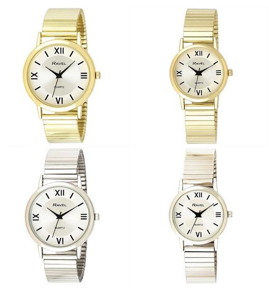 Ravel Mens & Women's Traditional Roman Numeral Bracelet Watch R0208 Available Multiple Colour