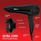 Red Hot 37019 2200W Professional Hair Dryer with Diffuser - Black