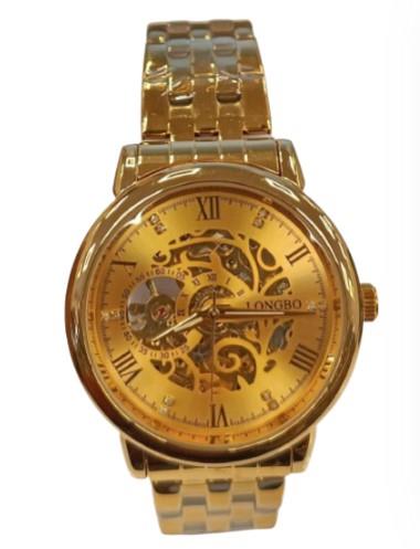 NY London Mens Automatic Bling Dial Analogue Gold Metal Strap Bracelet Watch