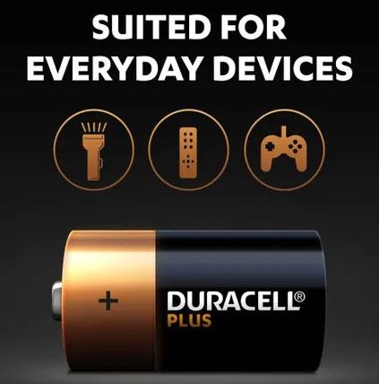 Duracell Plus C2 Size Alkaline Batteries 100% LIFE GUARANTEED