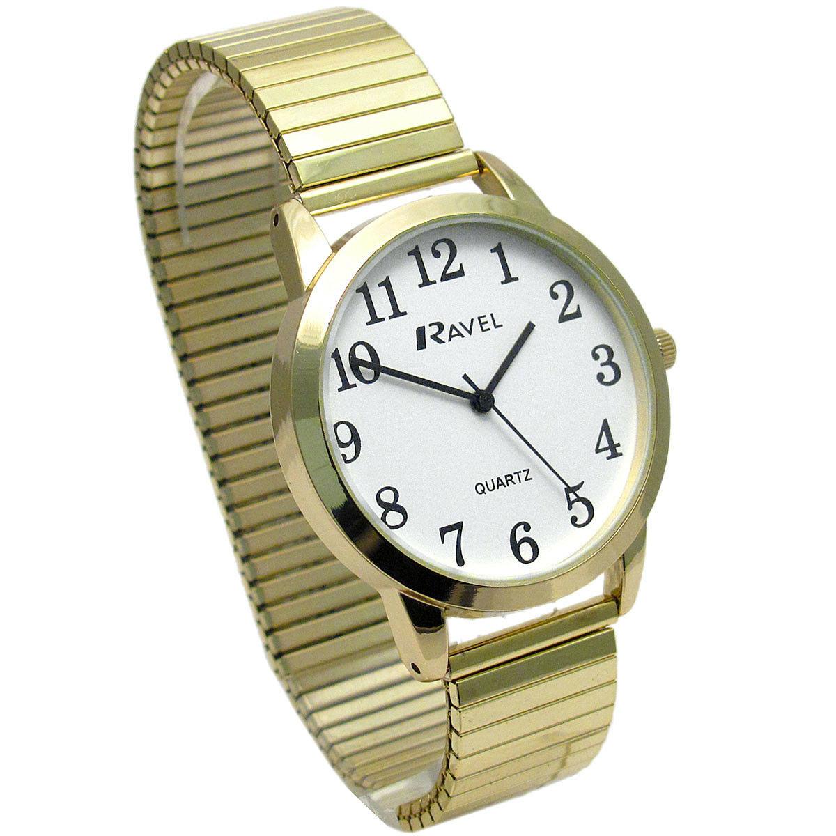 Ravel Mens Basic Bold Number Expander Bracelet Watch R0232G