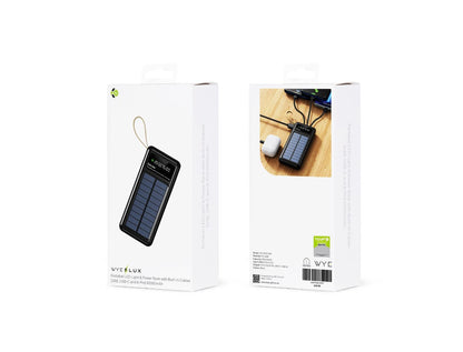 WYEFLUX 10000mAh Portable LED Light & Power Bank with Built-In Cables (USB, USB-C and 8-Pin)