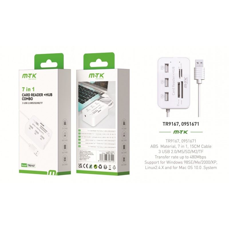 MTK 7 in 1 card reader + Hub Combo 3 USB2.0/MS/SD/M2/TF
