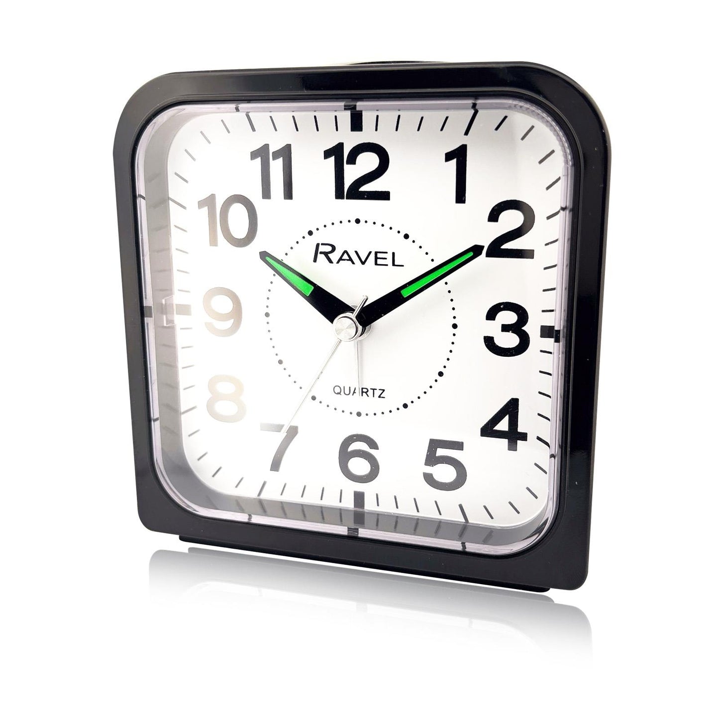 Ravel Bedside Quartz Mid Sized Bold Black Numbers Alarm Clock Black