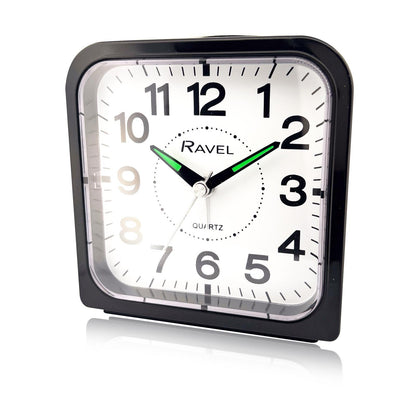 Ravel Bedside Quartz Mid Sized Bold Black Numbers Alarm Clock Black