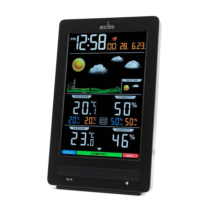 Acctim Ermir Display Graphite Grey 6 in 1 Barometric Weather Station with Outdoor Sensor Temperature Humidity Alarm Clock