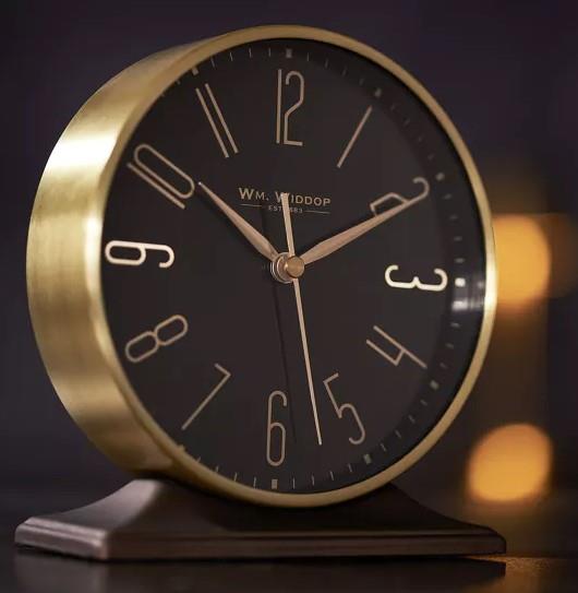 Wm.Widdop Black & Gold Mantel Alarm Clock