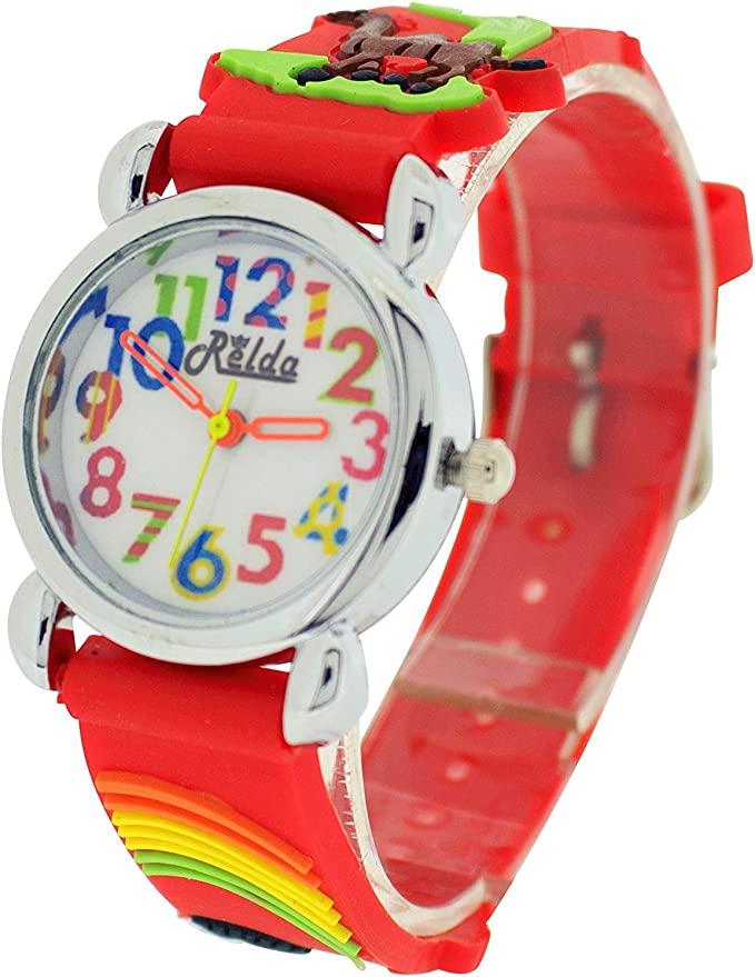Relda Children's Big Number Analog Silicone Strap Girl's Watch REL10 Available Multiple Colour