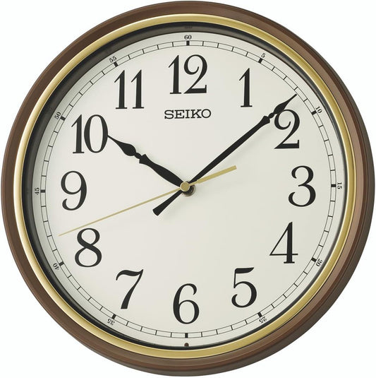 Seiko Cream Dial Metallic Brown Wall Clock QHA008B