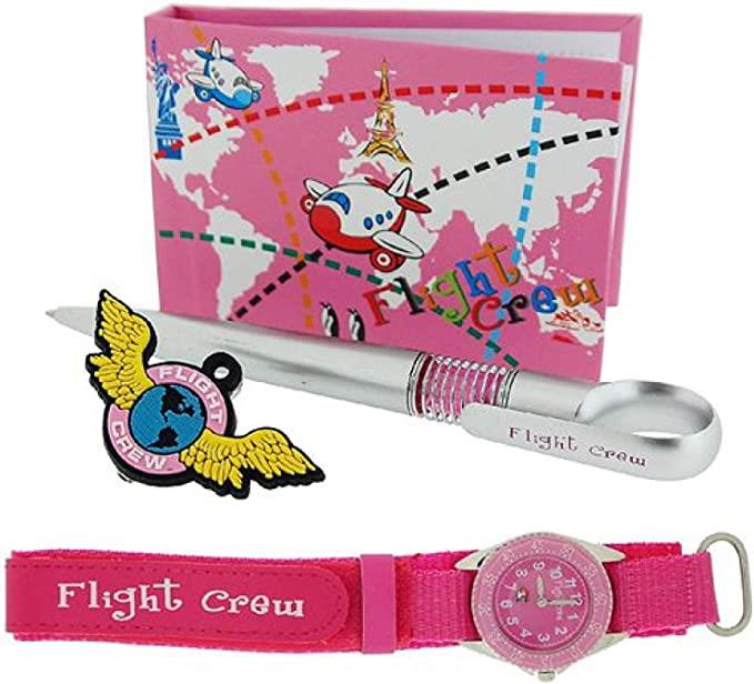 Time Design Girls Pink Pilot Design Watch, Badge, Pen & Note Book Gift Set TDX0713K21 - CLEARANCE NEEDS RE-BATTERY