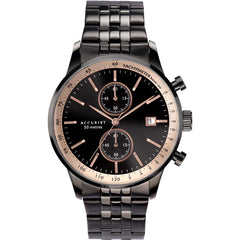 Accurist Mens Dated Chronograph Black Dial Black Bracelet watch 7341
