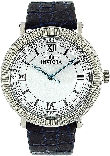 Invicta Mens White Dial Dark Blue/Black/Red Leather Straps Watch 0065 NEEDS BATTERIES