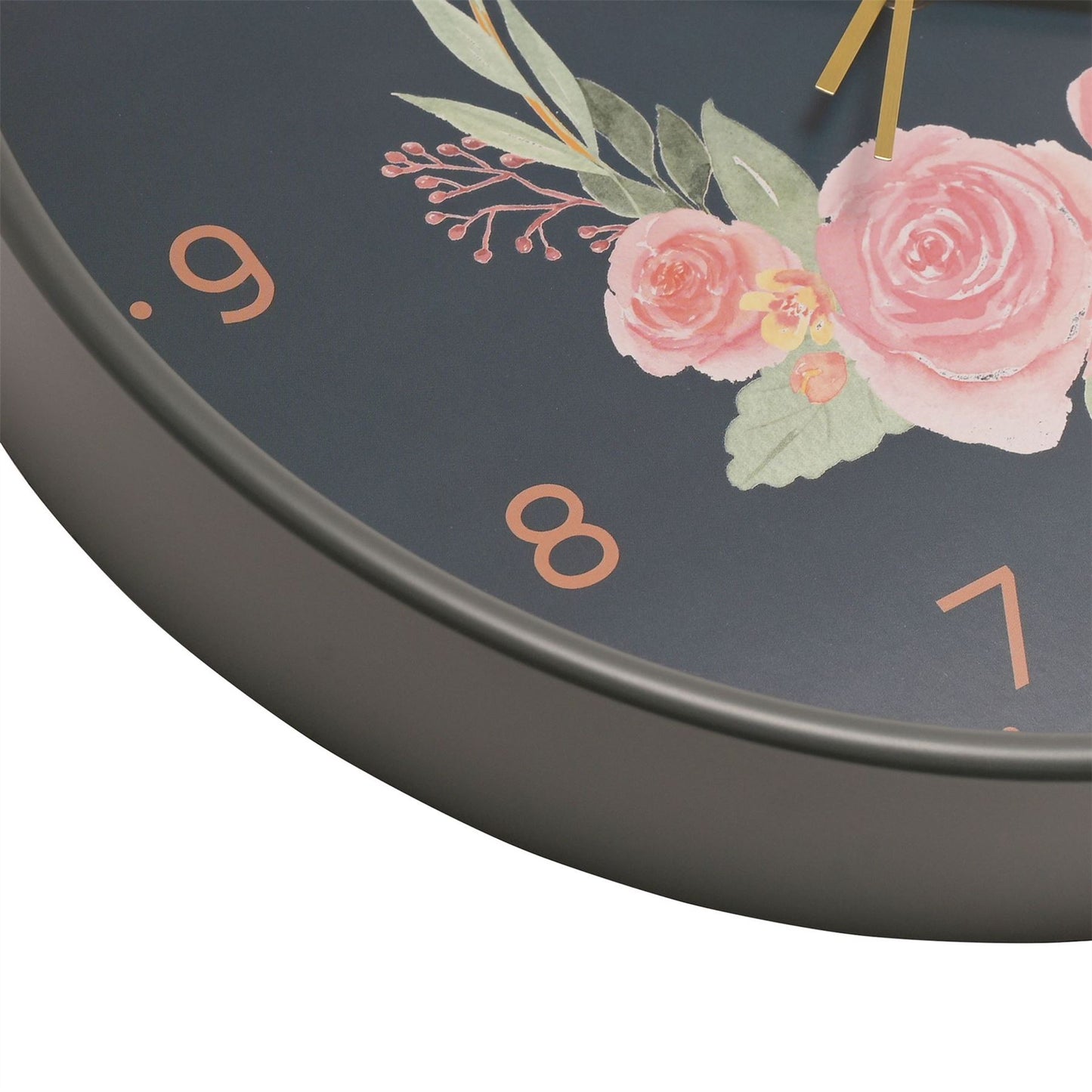Hometime Round Wall Clock Rose Design 12"