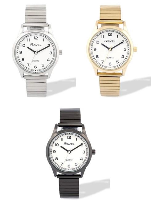 Ravel Ladies Basic Easy Read Minute Track on Dial Stainless Steel Expander Bracelet Watch Available Multiple Colour