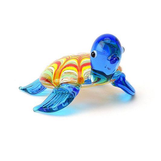 Objets D'art Miniature Glass Figurine - Blue Tortoise