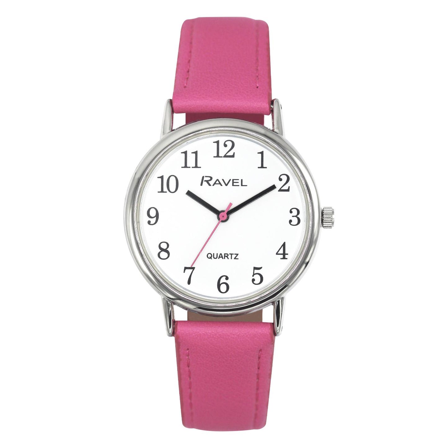 Ravel Ladies Classic White Dial Leather Strap Watch R0140 Available Multiple Colour